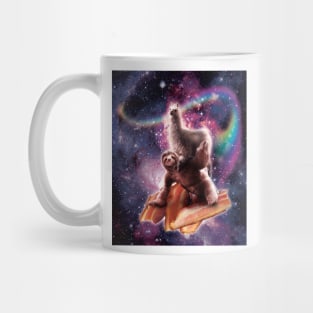 Rainbow Space Llama On Sloth Riding Bacon Mug